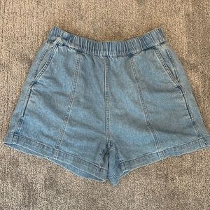 Madewell elastic high rise denim pull on shortly